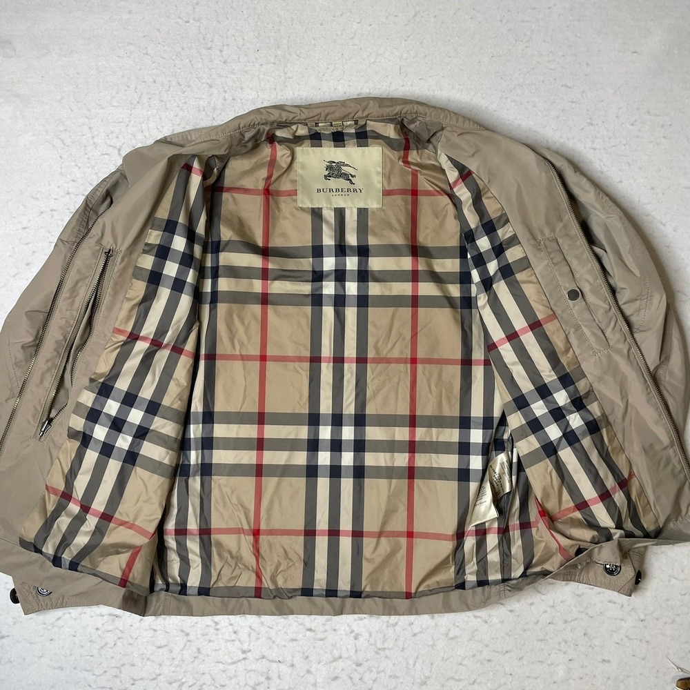 Burberry Harrington Jacket Mens Large Tan Nova Check Lining Lightweight Full Zip - Picture 4 of 15